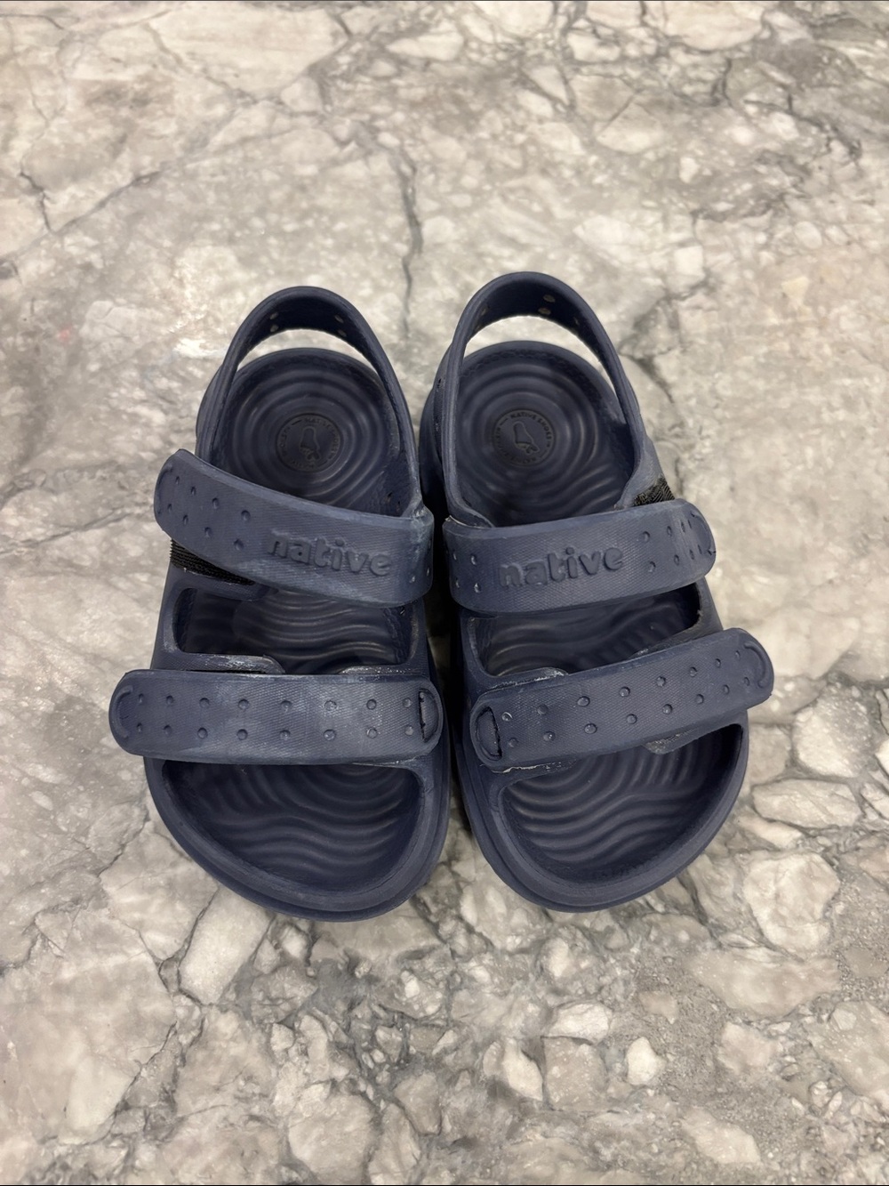 Native Kids Navy Blue Double-Strap Sandals